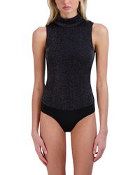 BCBGeneration - Sleeveless Fitted Turtleneck Bodysuit Ruched Sides Snap Closure One Piece - Lyst
