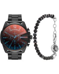 DIESEL - Mega Chief Stainless Steel Chronograph Quartz Watch Stainless Steel And Beaded Bracelet - Lyst