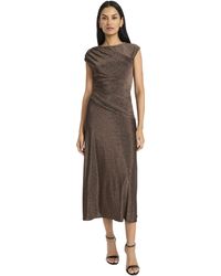 Maggy London - Elegant Ruched Midi Cap Sleeve Boat Neck-slim-fitting Cocktail Dress - Lyst