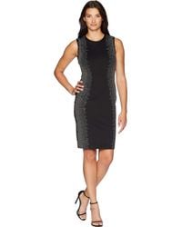 Calvin Klein - Solid Sleeveless Sheath With Side Embellishment Dress - Lyst