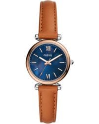 Fossil - Carlie Mini Quartz Stainless Steel And Leather Watch - Lyst