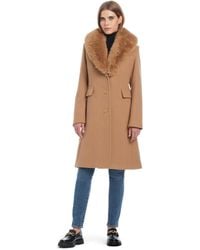 Kate Spade - Wool Blend Coat With Removable Faux Fur Collar - Lyst