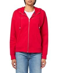 Tommy Hilfiger - Performance Zip-front Fleece Jacket With Hood,rich Red,s - Lyst