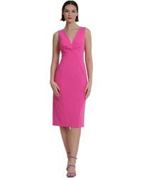 Donna Morgan - Plus Size Sleeveless V-neck Scuba Crepe Sheath Dressy Occasion Event Guest Of Wedding - Lyst