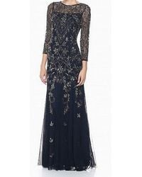 Adrianna Papell - Beaded Illusion Evening Dress - Lyst