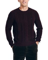 Nautica - Sustainably Crafted Cable-knit Crewneck Sweater - Lyst