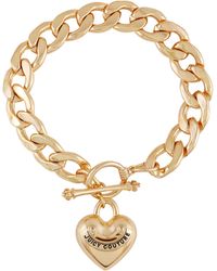 Juicy Couture - Goldtone Thick Chain Heart Charm Toggle Bracelet - Lyst