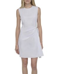 DKNY - Sleeveless Jewel Neck Faux Wrap Mini Dress With Grommet Belt - Lyst
