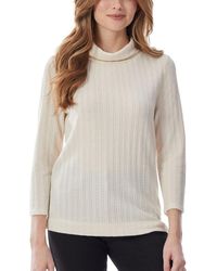 Jones New York - Chain Cable Knit 3/4 Slv Funnel Neck - Lyst