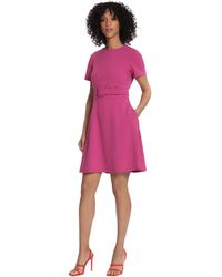 Maggy London - Short Sleeve Mini Fit And Flare Dress With Wide Belt - Lyst
