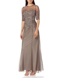 Adrianna Papell - Short Sleeve All Over Sequin Gown - Lyst