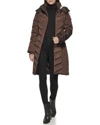 Kenneth Cole - Quilted Puffer Jacket With Faux Fur Trimmed Hood - Lyst