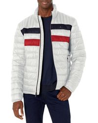 tommy hilfiger men's ultra loft quilted stretch hooded puffer jacket