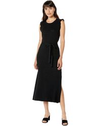 PAIGE - Womens Gardenia Sleeveless Midi Ruffle Trim In Black Dress - Lyst