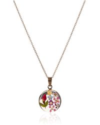 Amazon Essentials - 14k Gold Over Sterling Silver Multi Pressed Flower Round Pendant Necklace - Lyst