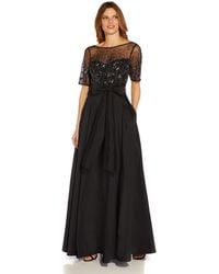 Adrianna Papell - Beaded Mesh And Taffeta Gown - Lyst