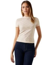 Guess - Eco Short Sleeve Mock Neck All Over Logo Tee - Lyst