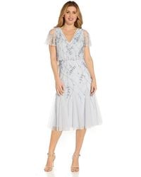 Adrianna Papell - Beaded Midi Dress - Lyst