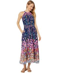 Maggy London - S Floral Printed Halter Maxi With Waist Tie Dress - Lyst