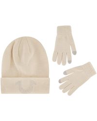 True Religion - Beanie Hat And Touchscreen Glove Set - Lyst