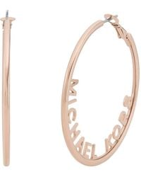 Michael Kors - Stainless Steel Mk Logo Hoop Earrings For - Lyst