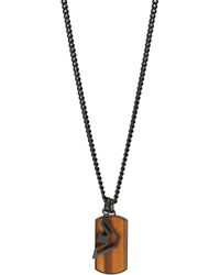 Emporio Armani - Brown Tiger's Eye And Black Eagle Dog Tag Necklace - Lyst