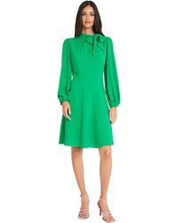 Maggy London - Long Sleeve Tie Neck Fit And Flare Dress - Lyst