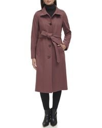 Kenneth Cole - Belted Wool Blend Military Coat - Lyst