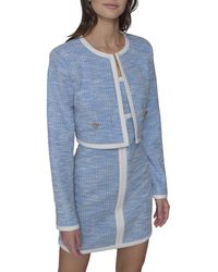 Karl Lagerfeld - Paris Lined Tweed Long Sleeve Cropped Jacket - Lyst