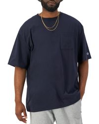 Champion - , Classic Pocket Ringspun Cotton Tee, Soft T-shirt Tall, Navy, 5x-large Big - Lyst