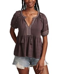 Lucky Brand - Easy Embroidered Babydoll Top - Lyst