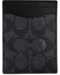 COACH - Money Clip Card Case In Signature Charcoal One Size - Lyst