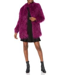 GUESS Womens Long Sleeve Serenity Fur Coat 