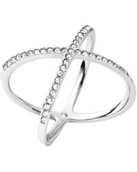 Michael Kors - Stainless Steel And Pavé Crystal X Ring For - Lyst