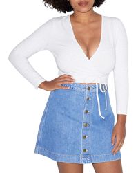 American Apparel Womens Cotton Spandex Julliard Long Sleeve Top Shirt - White