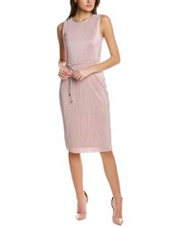 Anne Klein Pleated Charm Midi Dress - Pink
