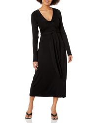 Vince - S L/s Wrap Dress,black,large - Lyst