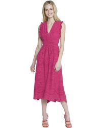 Maggy London - V-neck Scalloped Edge A-line Midi Plus Cocktail Dresses For - Lyst