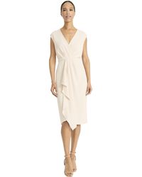 Maggy London - Sleeveless Wrap Midi With Pleated Waist Detail-cascading Draped Panel-elegant Wedding Guest Dress - Lyst