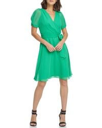 DKNY - Knot Sleeve Fit And Flare Dress - Lyst