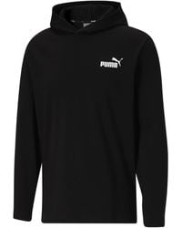 PUMA - Essentials Long Sleeve Hooded Jersey Top T-shirt - Lyst