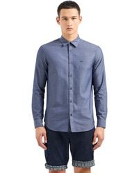 Armani Exchange - Regular Fit Long Sleeve Micro Dots Button-down Shirt - Lyst