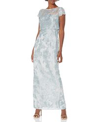 Adrianna Papell - Pop Over Metallica Embroidered Lace Dress Gown - Lyst