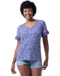 Lee Jeans - Cotton Ruffle Short Sve V-neck T-shirt - Lyst