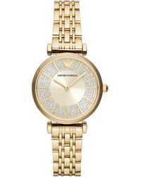 Emporio Armani - Gianni T-bar Gold-tone Stainless Steel Bracelet Watch 32mm Ar1907 - Lyst