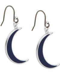 Lucky Brand - Inlay Moon Drop Earring,silver,one Size - Lyst