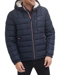 Tommy Hilfiger - Midweight Sherpa Lined Hooded Water Resistant Puffer Jacket Coat - Lyst
