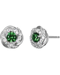 Amazon Essentials - Platinum Over Sterling Silver 1/8th Carat Total Weight Lab Grown Diamond And Created Emerald Delicate Knot Stud Earrings - Lyst