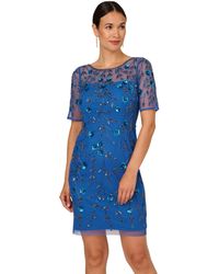 Adrianna Papell - S Beaded Floral Short Special Occasion Dress - Lyst