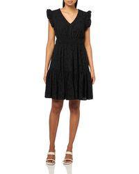 Anne Klein - Vneck Ruffle Slv Short Dress - Lyst